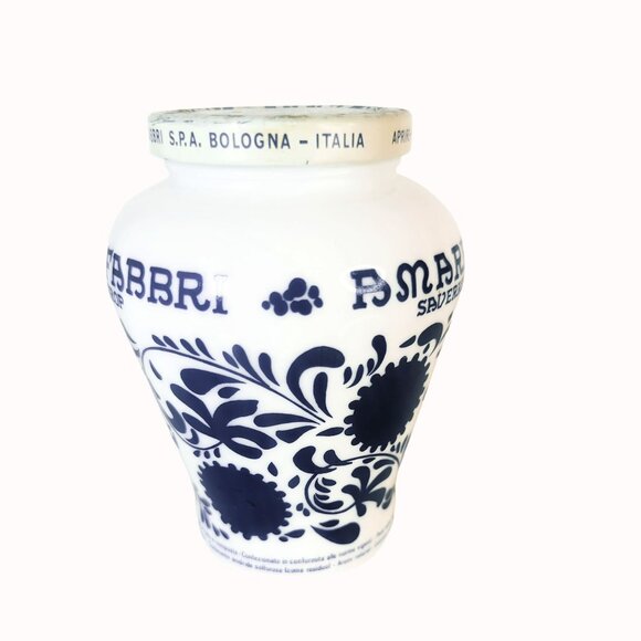 Vintage Amarena Fabbri Cherries Empty White Milk Glass Syrup Ceramic Jar 600g - Picture 3 of 6
